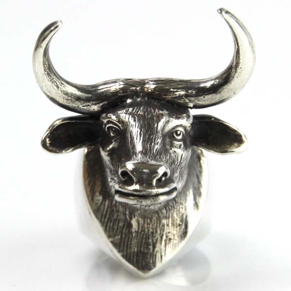 Artisan New Sterling Silver Fighting Bull Men Ring | eBay